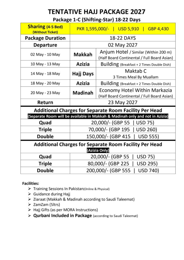 Tentative Hajj Package 2027 - Package 1-C (Shifting-Star) Poster